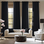 NICETOWN Room Darkening Draperies Curtains Panels, 2 Panels Black W52 x L63