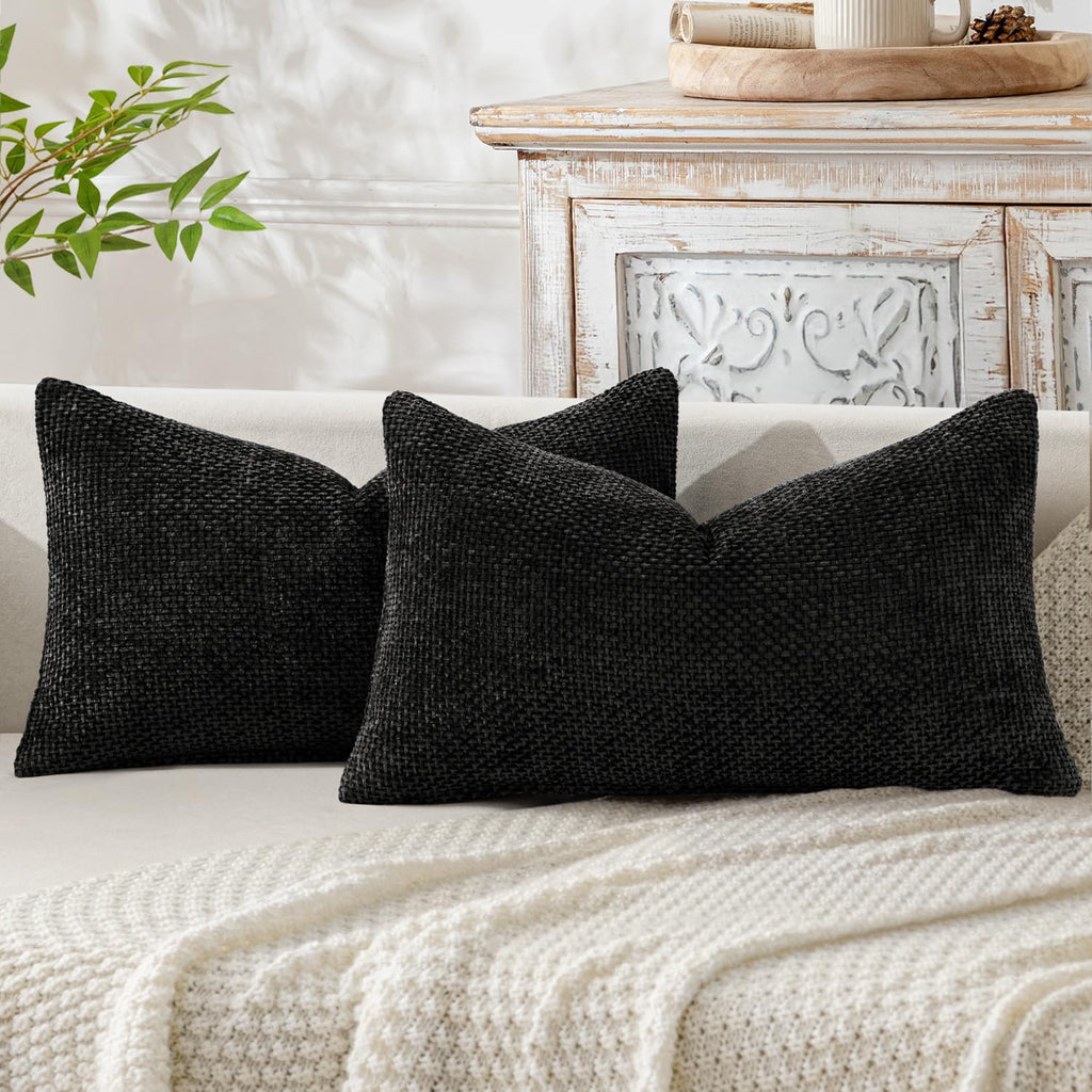 MIULEE Decorative Neutral Beige Euro Sham Pillow Covers 24x24 Inch 2 Pack