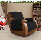 Easy-Going Oversized Recliner Cover Reversible Couch Cover Sofa Cover for Living Room Water Resistant Furniture Protector with Elastic Straps for Pets Dog (Oversized Recliner, Black/Beige)