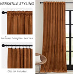 RYB HOME Orange Velvet Curtains 72 inches with Hook Belt, Back Tab