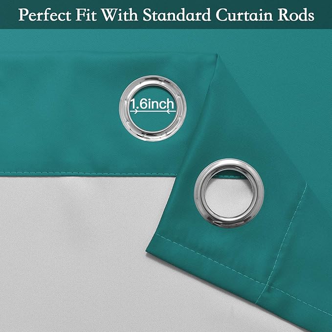 SimpleHome Ombre Room Darkening Curtains for Living Room, Light Blocking Gradient Teal to Greyish White Thermal Insulated Grommet Window Curtains/Drapes for Bedroom, 2 Panels, 52x63 inches Length