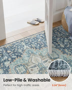 AMADA HOMEFURNISHING 2x6 Washable Runner Rug, Low-Profile Kitchen Rugs with Non-Slip Backing & Durable Edge Binding, Vintage Entryway Runner Rug for Bedroom & Hallway
