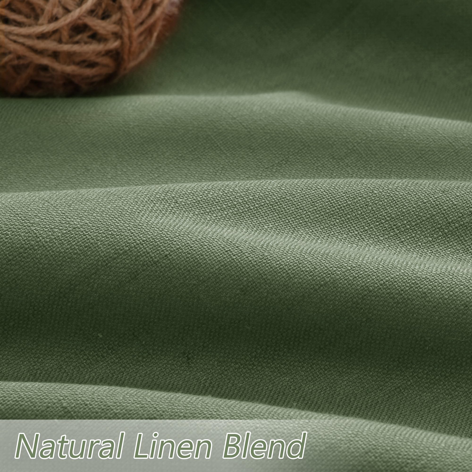 Guken Olive Green 100% Blackout Curtains 102 Inch Length 2 Panels Set for Living Room Bedroom Back Tab Thermal Insulated Black Out Linen Drapes Room Darkening Window Curtains,52x102