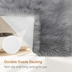 LOCHAS Soft Fluffy Faux Fur Rugs for Bedroom Bedside Rug 2x4 Feet, Grey