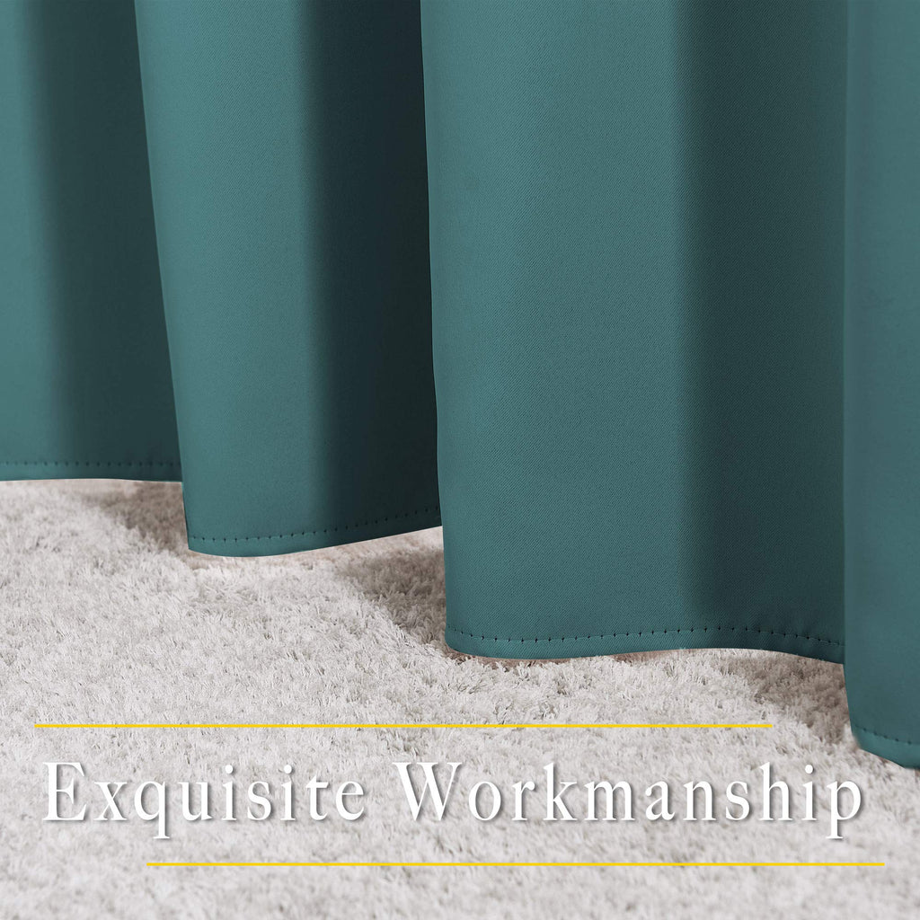 NICETOWN Blackout Room Divider Curtains 118 inches Long 2 Panels, Grommet Sliding Door Curtains Solid Window Treatments Sound Reducing for Living Room, W66 x L118, Sea Teal