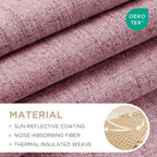 Joydeco Blackout Curtains for Bedroom - 100% Light Blocking 2 Panels Set Pink Drapes 66" W x 96" L, Thermal Insulated Room Darkening Curtains, Linen Textured for Living Room, Rod Pocket & Back Tabs
