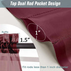 Ebesto Burgundy Sheer Curtains 120 Inches Long 2 Panels, Extra Long Light Filtering Modern Window Curtains for Sliding Glass Door, Rod Pocket Voile Drapes for Living Room Bedroom, 2x42Wx120L Inches