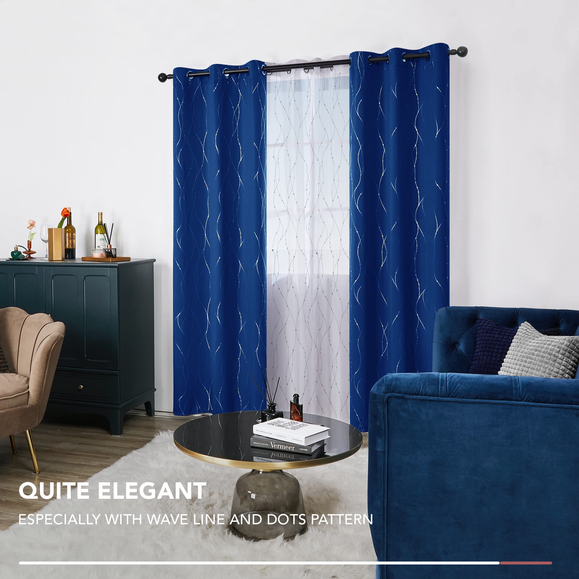 Deconovo Living Room Curtains 90 Inches Long, Blackout Curtains for Bedroom