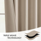 MIULEE Taupe Back Tab Blackout Curtains 52x72 Inches Long 2 Panels Set