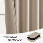 MIULEE Taupe Back Tab Blackout Curtains 52x96 Inch Long 2 Panels Set