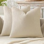 MIULEE Decorative Neutral Beige Euro Sham Pillow Covers 24x24 Inch 2 Pack
