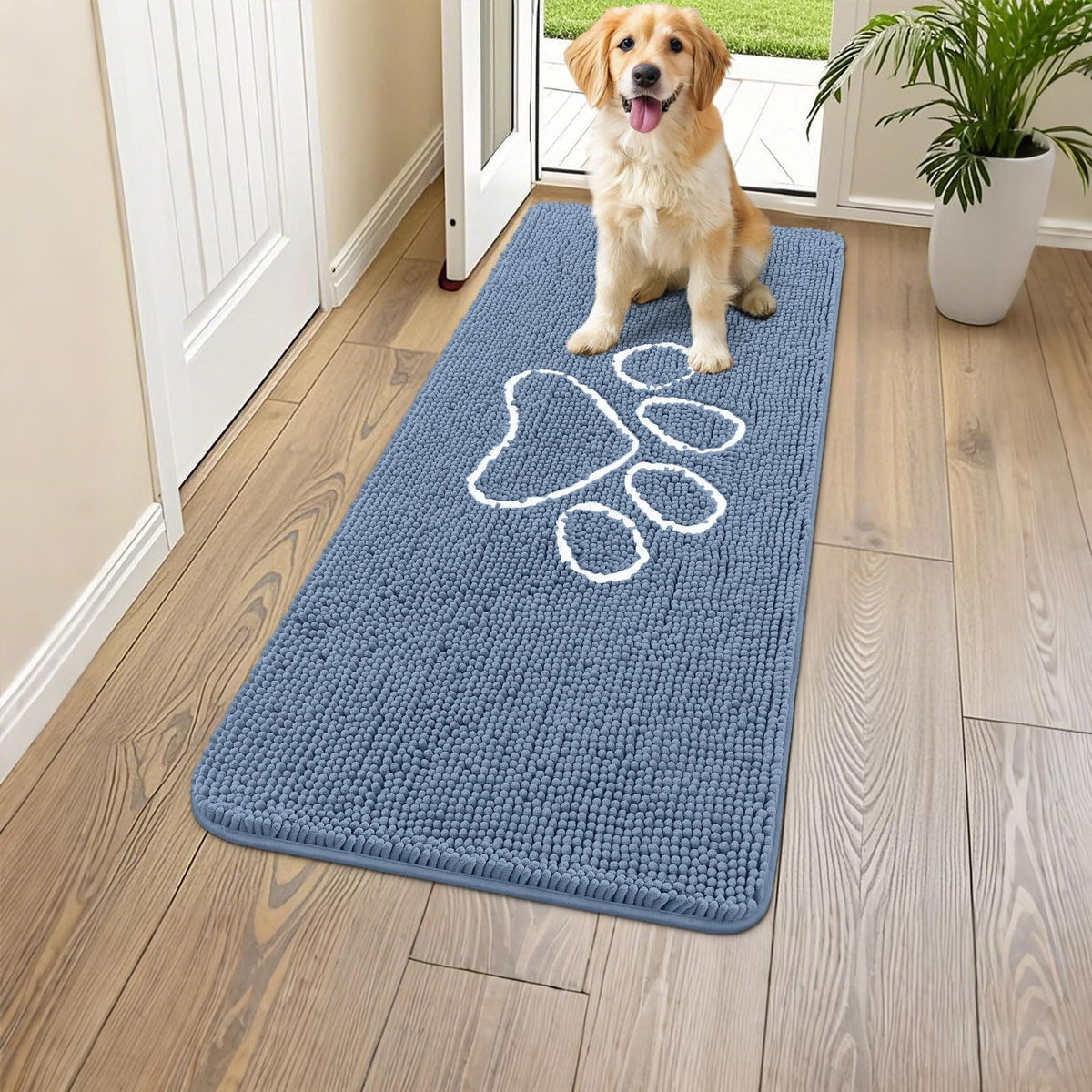 Smiry Dog Door Mat for Muddy Paws, Absorbent Non Slip Dirt Trapper, 47x24