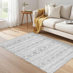 Nakagishi Boho 4x6 Area Rug Living Room Rugs Machine Washable Dark Gray