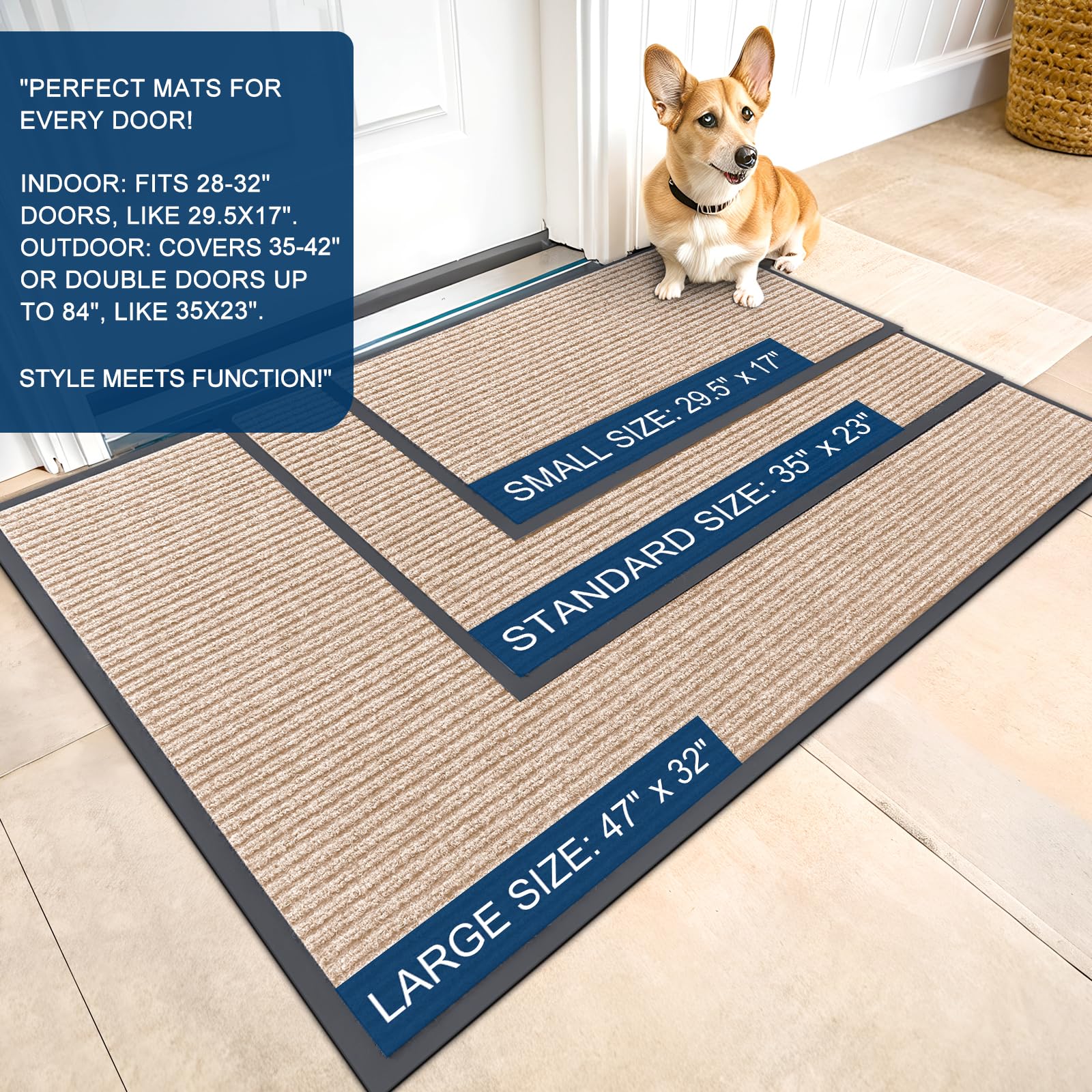 OLANLY Front Door Mat 71x34, Waterproof Heavy-Duty Indoor Outdoor Doormat