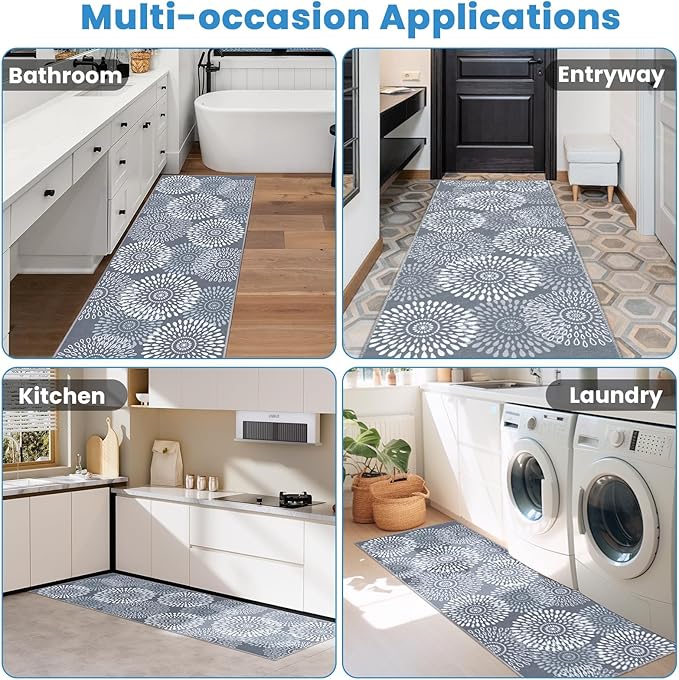 StepRite 2x6 Hallway Runner Rug, Washable Non-Slip Kitchen Rug for Entryway
