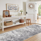 UERMEI 3X8 Washable Runner Rug for Hallway: Soft Neutral Modern Abstract Area Rug - Non-Slip Low Pile Long Throw Indoor Carpet for Kitchen Entryway Kitchen Bedroom Laundry Bathroom - Grey