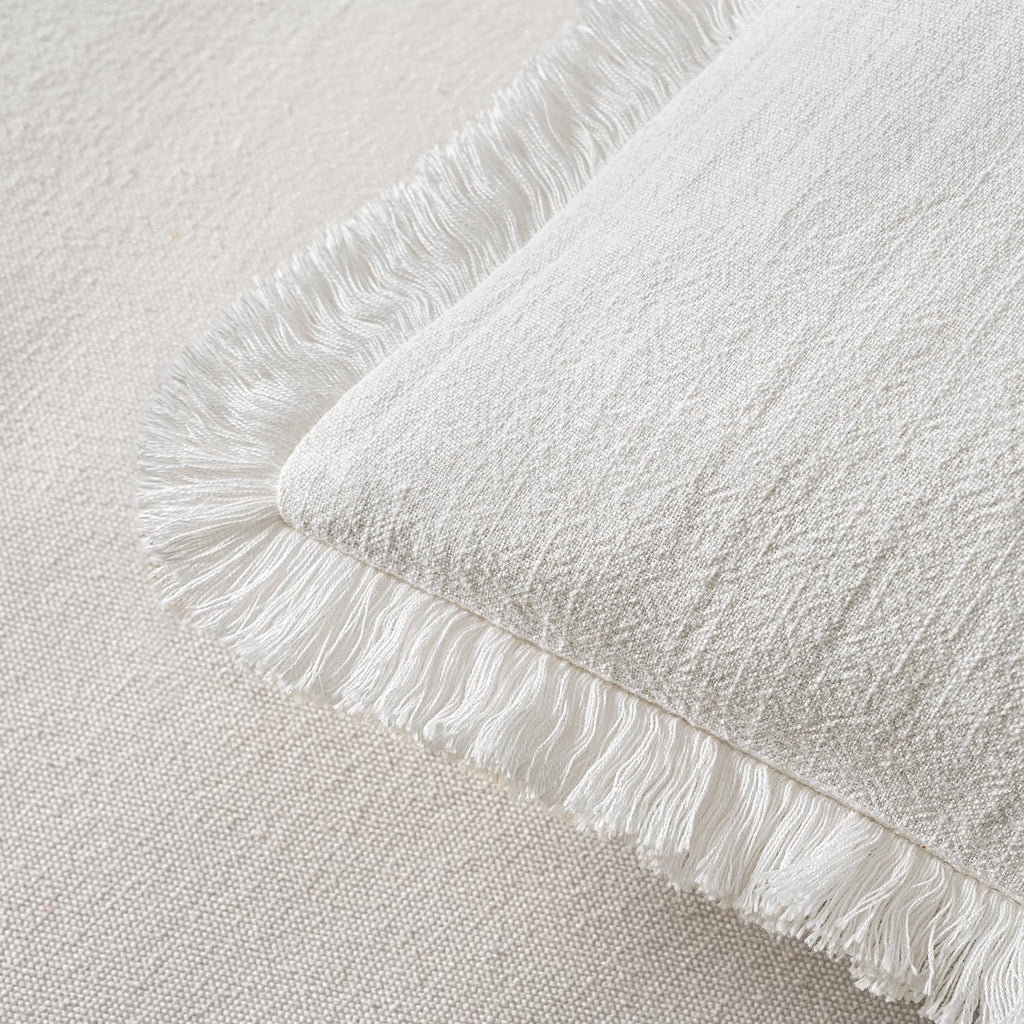 MIULEE Boho Linen Fringe Decorative Throw Pillow Covers White 20x20
