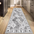 HEBE Hallway Runner Rug 2'8''x8' Washable Vintage Distressed Area Rugs Non Slip Laundry Rug Runner Boho Floor Carpet Runners for Hallways Entryway Laundry Room Kitchen Bathroom