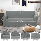 U-NICE HOME Stretch Couch Cover Sofa Cover Sofa Slipcover Furniture Protector for 4 Cushion Couch Sofa Pet Friendly(Oversized Sofa, Grey)