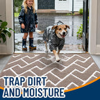 OLANLY Front Door Mat, Non-Slip Rubber Backing, Dirt Resistant and Absorbent, Washable, Easy to Clean Low-Profile Indoor Doormat for Back Door, Entryway, Inside Entrance, 36x24, Brown