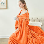 BEDELITE Fleece Blankets Queen Size Orange Throw Blankets for Bed, Luxury Plush Cozy Fuzzy Blanket 90x90 inches, Super Soft & Warm Blankets for All Seasons