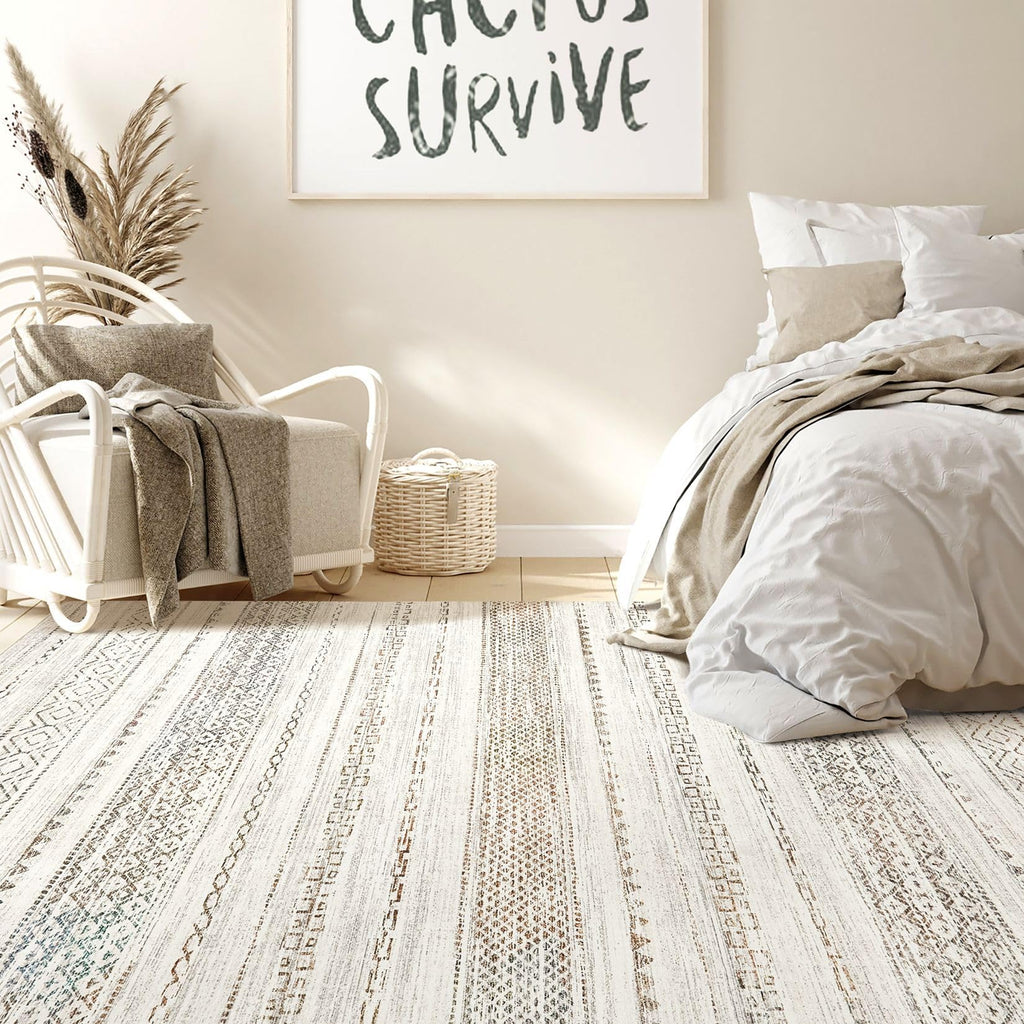 Nakagishi 10x14 Area Rugs Living Room: Washable Boho Large Neutral Modern Soft Stain Resistant Farmhouse Indoor Floor Rug Non-Slip Carpet for Bedroom Nursery Kids Playroom Office Dining Room- Colorful