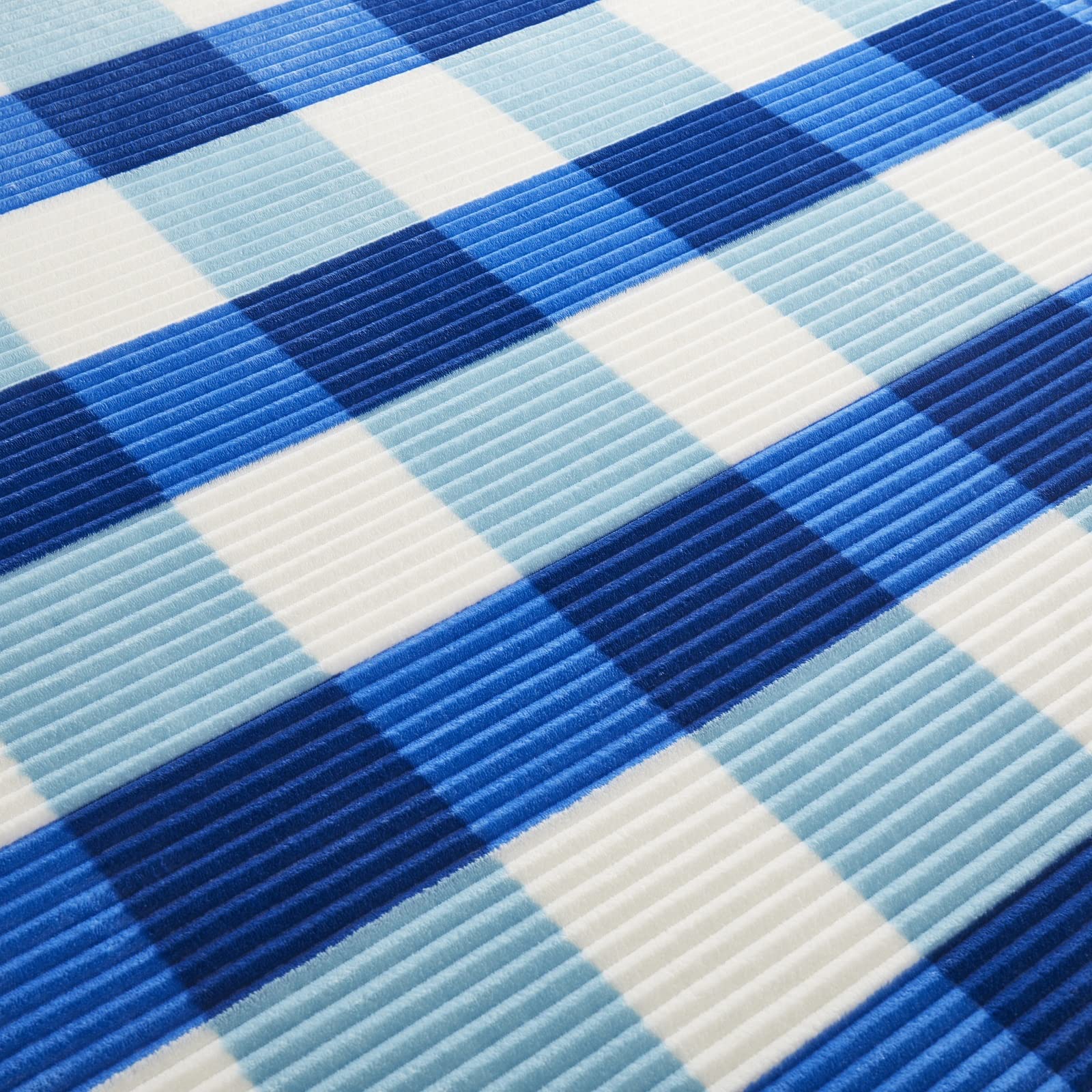 PU MEI Sherpa Blanket Twin Plaid Thick Bed Blanket, 90”*80” Super Soft Flannel Fuzzy Fleece Reversible Velvet Plush Warm Blanket for Couch(Blue Check, 80"*90")