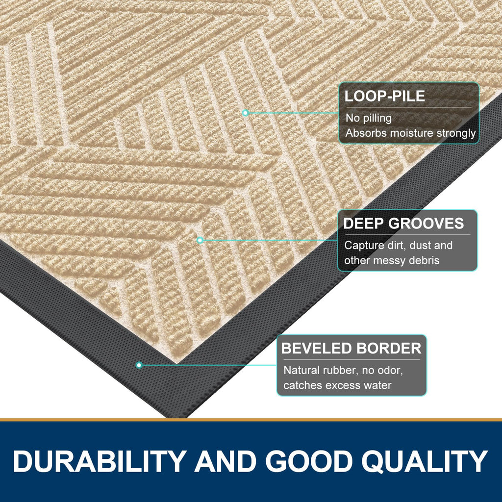 Smiry Front Door Mat Outside Entrance, Low Profile Rubber Doormat, 71x23