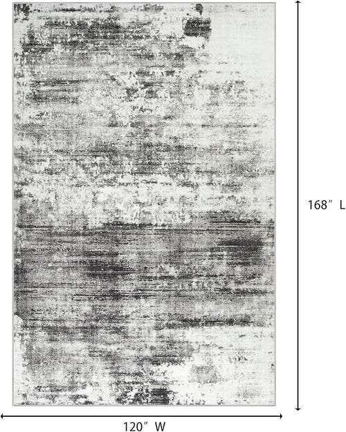 10x14 Area Rugs for Living Room: Washable Abstract Black Grey Carpet