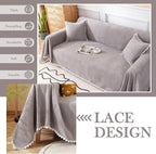 HANDONTIME Couch Cover for Dogs Grey Sectional Couch Covers for 2 Cushion Couch Sofa Flower Cute Sofa Covers Machine Washable Easy Install Couch Blanket Cover Slip Covers for Sofas/Couches, 71" X118"