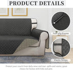 ISSUNTEX Double Protection 100% Waterproof Sofa Covers for Living Room, Couch Covers for 3 Cushion Couch Sofa, Reversible Furniture Protector Sofa Cover for Dogs, Pets, Kids (Sofa, Dark Gray/Beige)
