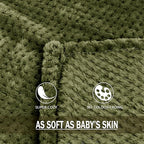 Exclusivo Mezcla Fleece Throw Blanket Extra Large, Super Soft and Warm Blankets for Couch, Sofa and Bed Waffle Textured, Cozy, Fuzzy and Lightweight (Olive Green, 50x70 Inches)