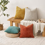 MIULEE Decorative Chenille Fall Pillow Covers Orange Teal 20x20 Pack of 4