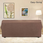 Easy-Going Stretch Oversized Sofa Slipcover 1-Piece Sofa Cover Furniture Protector Couch Soft with Elastic Bottom for Kids, Polyester Spandex Jacquard Fabric Small Checks Brown