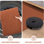 KOZYFLY Washable Area Rug 5x7 ft Rubber Backed Non Slip Rugs for Living Room Braided Cotton Bedroom Rug Woven Office Rugs Indoor Outdoor Floor Carpets for Dining Bedroom Living Room, Orange/Tan