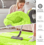 OLANLY 5x8 Machine Washable Large Area Rugs for Living Room, Bedroom, Soft Fluffy Shaggy Bedside Rug, Indoor Floor Carpet for Kids Girls and Boys, Dorms, Nursery, Home Decor Aesthetic, Lime Green