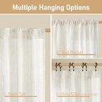 LAMIT 72 inch Length Cream Linen Curtains for Living Room Bedroom 2 Panels
