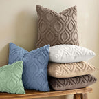 decorUhome Throw Pillow Covers 26x26 Inch Set of 2, Soft Plush Faux Wool Light Brown Solid Couch Pillow Covers, Accent Euro Sham Farmhouse Neutral Square Pillow Cases for Sofa Bed Living Room