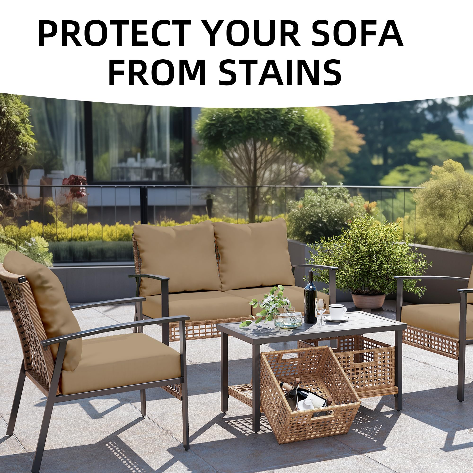 SUKAIKEQA 8PCS Patio Cushion Covers.Patio Furniture Couch SeatSlipcovers