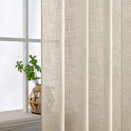 MIULEE Cream Linen Curtains 52x108 Inches Long for Bedroom and Living Room