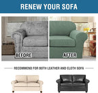 H.VERSAILTEX 3 Piece Stretch Sofa Covers for 2 Cushion Sofa Couch Covers for Living Room Sofa Slipcovers (Base Cover Plus 2 Seat Cushion Covers) Thicker Jacquard Fabric(Large Sofa, Loden Frost)
