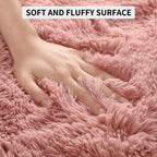 Tepook Blush Pink Area Rugs for Living Room Girls Bedroom, 9x12 Fluffy Shaggy Dusty Pink Rug for Kids Room Playroom, Plush Shag Non-Slip Carpet for Nursery Dorm Classroom, Cute Rose Beige Rug