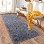 Ultra Soft Runner Rugs for Bedroom Hallways with Upgraded Non-Slip Rubber Backing & Thick Memory Sponge, 2x5 Feet Fluffy Shag Throw Area Rug for Bedside Dorm Dark Grey