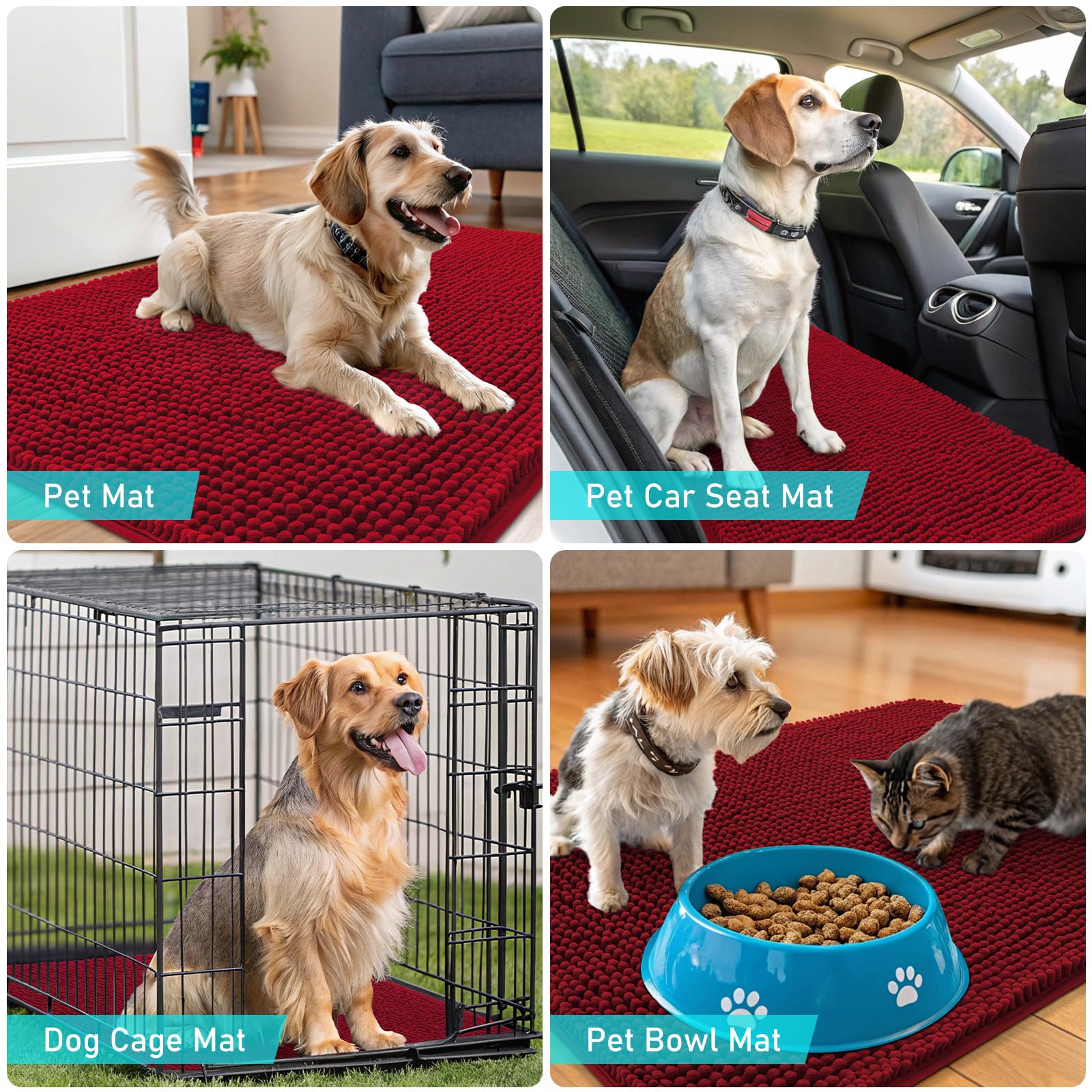 OLANLY Dog Door Mat for Muddy Paws 59x32, Super Absorbent Chenille Mud Mat