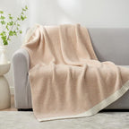Snuggle Sac Heather Throw Blanket for Couch, Reversible Super Soft Blankets Warm Cozy Knit Fuzzy Plush Lightweight for Sofa, Bed, Camping, Picnic (Heather Beige, Throw-XL(50"x 70"))