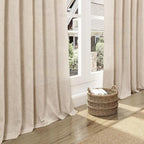 Nanspring Grey Flax Curtains 96 Inch Length 2 Panels Set for Living Room Linen Blend Light Filtering Mordern Boho Sheer Curtain Back Tab and Rod Pocket Privacy Drapes for Bedroom Office 52x96