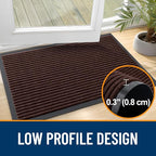 OLANLY Front Door Mat Indoor Outdoor Entrance, 2-Pack 35 x 23 Inch, Waterproof Heavy Duty Doormat, Fade Resistant, Low Profile, Easy Clean Patio Porch Welcome Floor Mats for Entry, Brown