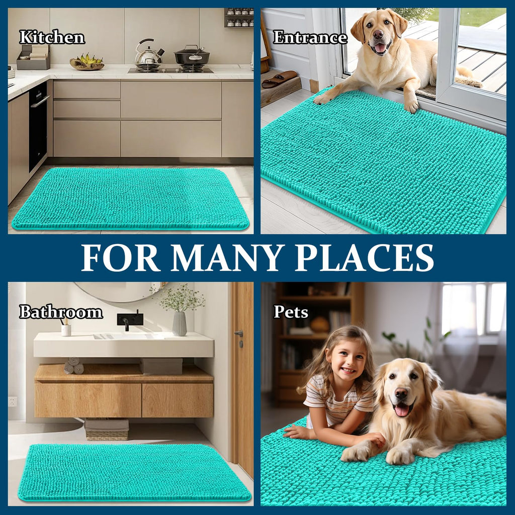 OLANLY Dog Door Mat for Muddy Paws 47x32, Super Absorbent Chenille Mud Mat