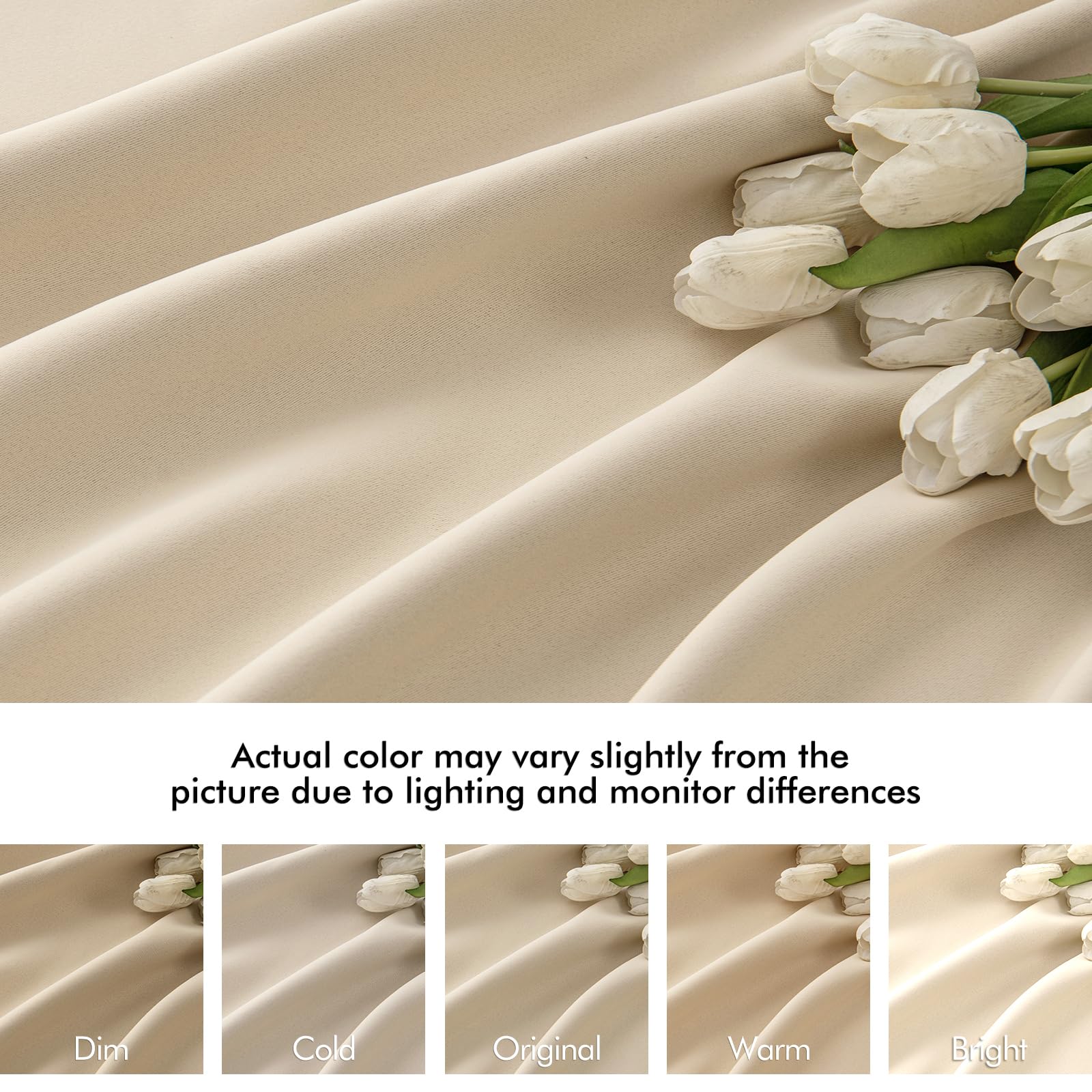 MIULEE Cream Beige Back Tab Blackout Curtains 52x132 Inch Length 2 Panels
