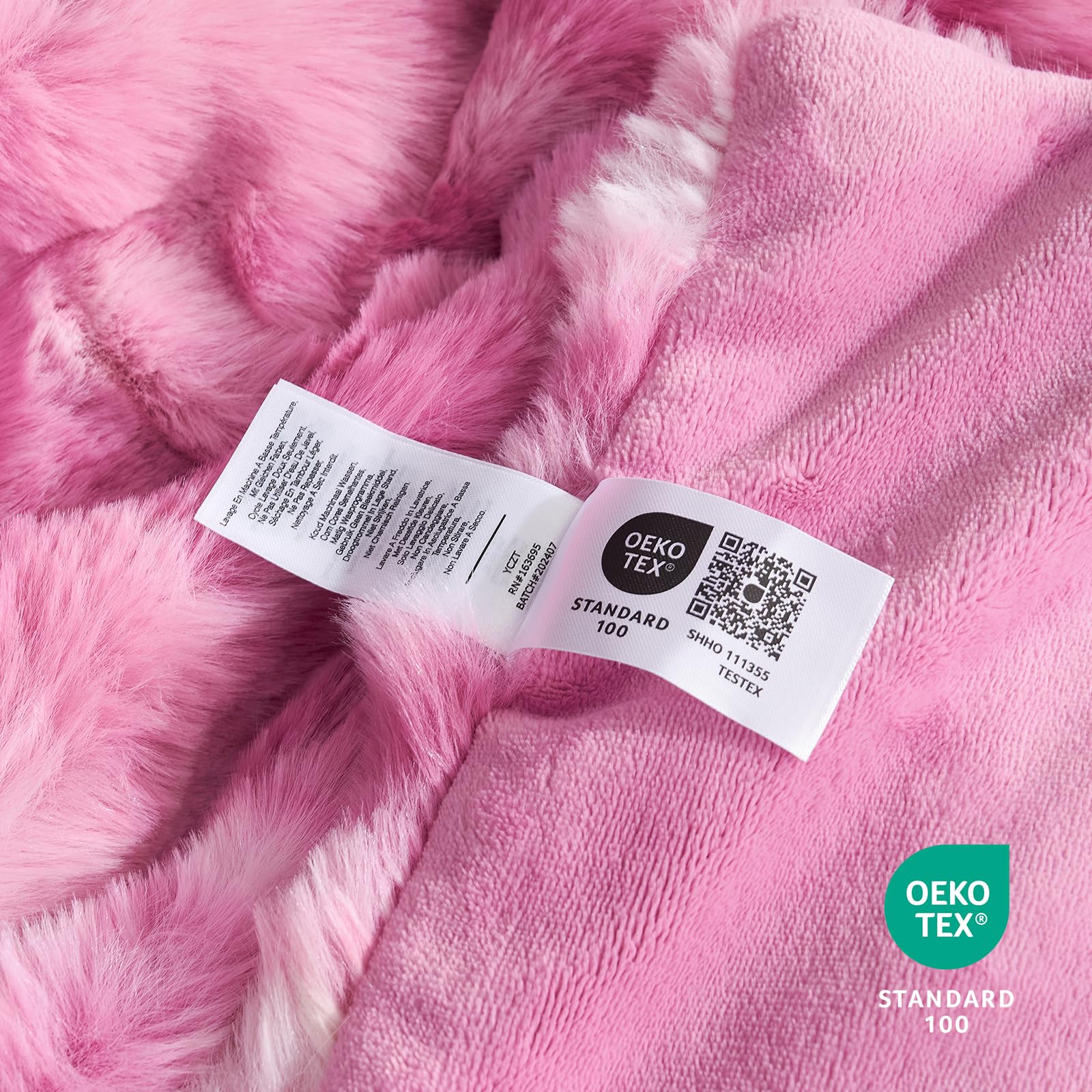 Cozy Bliss Faux Fur Throw Blanket for Couch, Fuzzy Soft Plush Thick Bubble Blanket for Sofa Bedroom Living Room, 50 * 60 Inches Tie Dye Pink